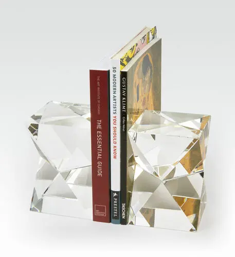 Tizo Crystal Rect. Diamond Cut Bookend Pair Set Of 2 1