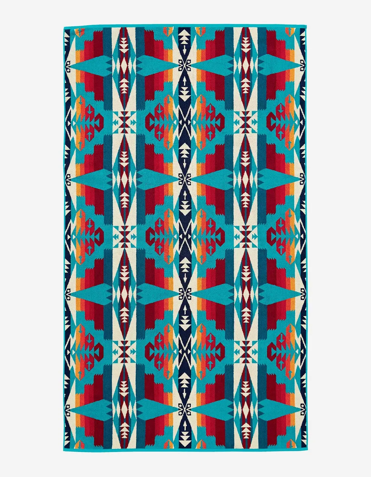 Tucson Oversized Jacquard Spa Towel In Turquoise 1