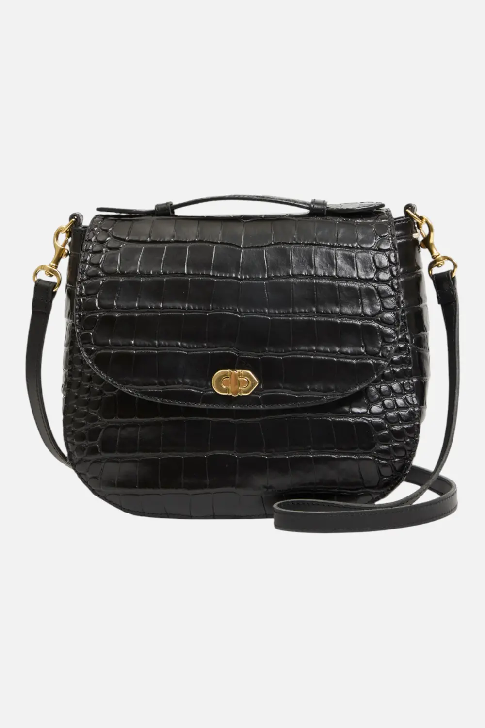 Clare V Turnlock Louis Congo In Black Croco 1