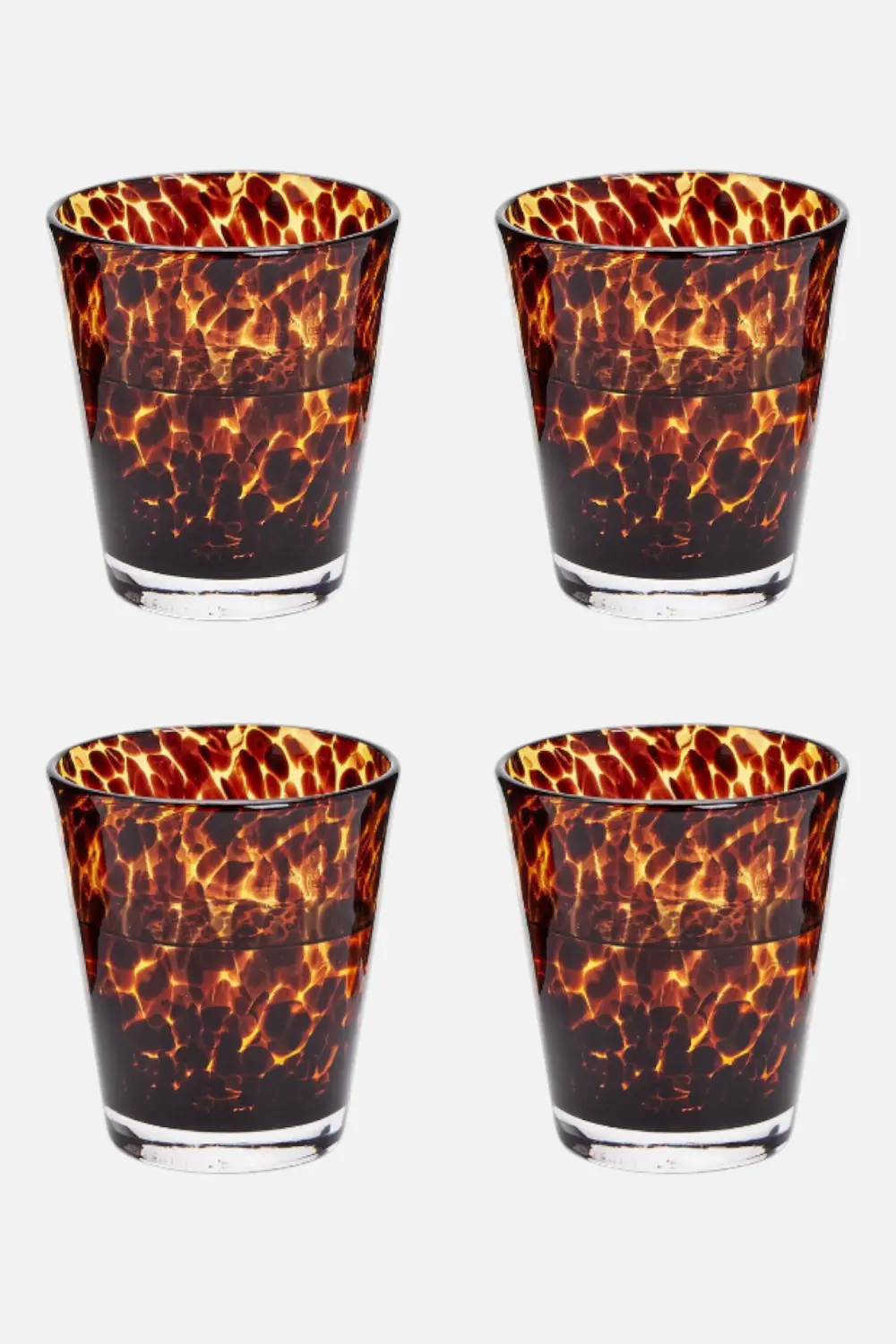Two's Company Tortoise Double Old Fashion Glass Set Of 4 1