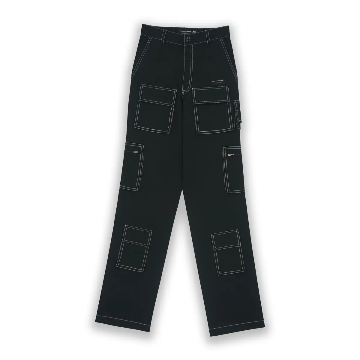 Box Utility Pants In Black With White Stitch [Unisex] 1