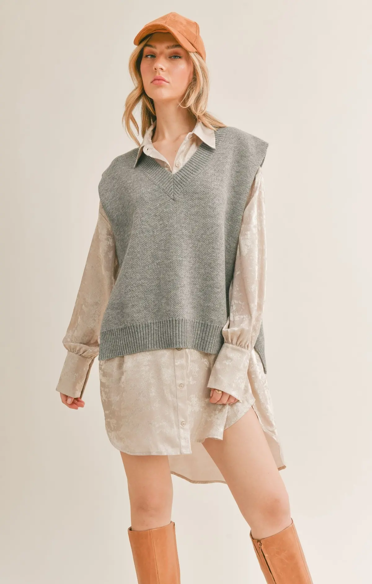 Sage The Label Val Sweater Vest In Heather Grey 1