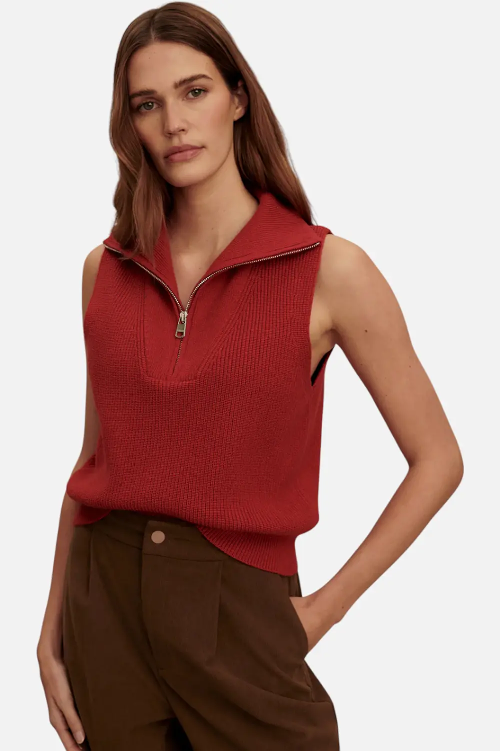 Varley Amina Half Zip Knit In Lava Falls 1