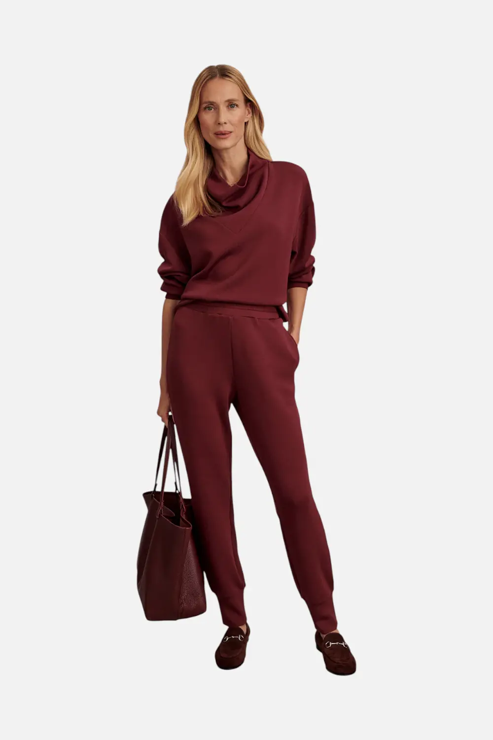 Varley Slim Cuff Pant 27.5" In New Maroon 1