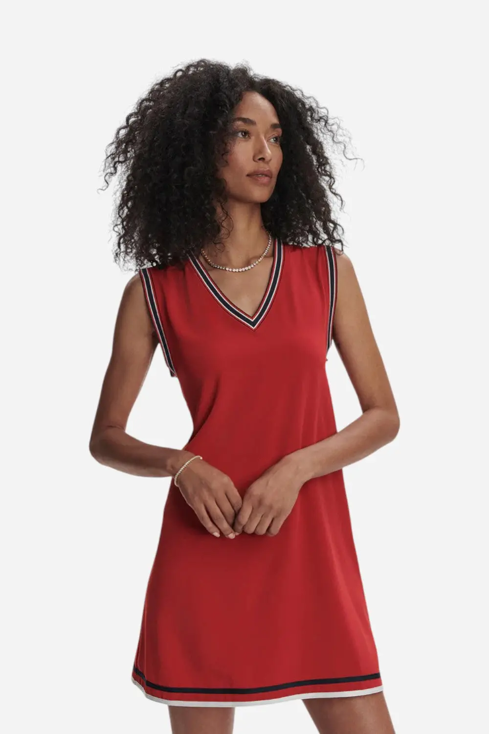 Varley Amanda 2.0 Court Dress 32.5" In Haute Red 1