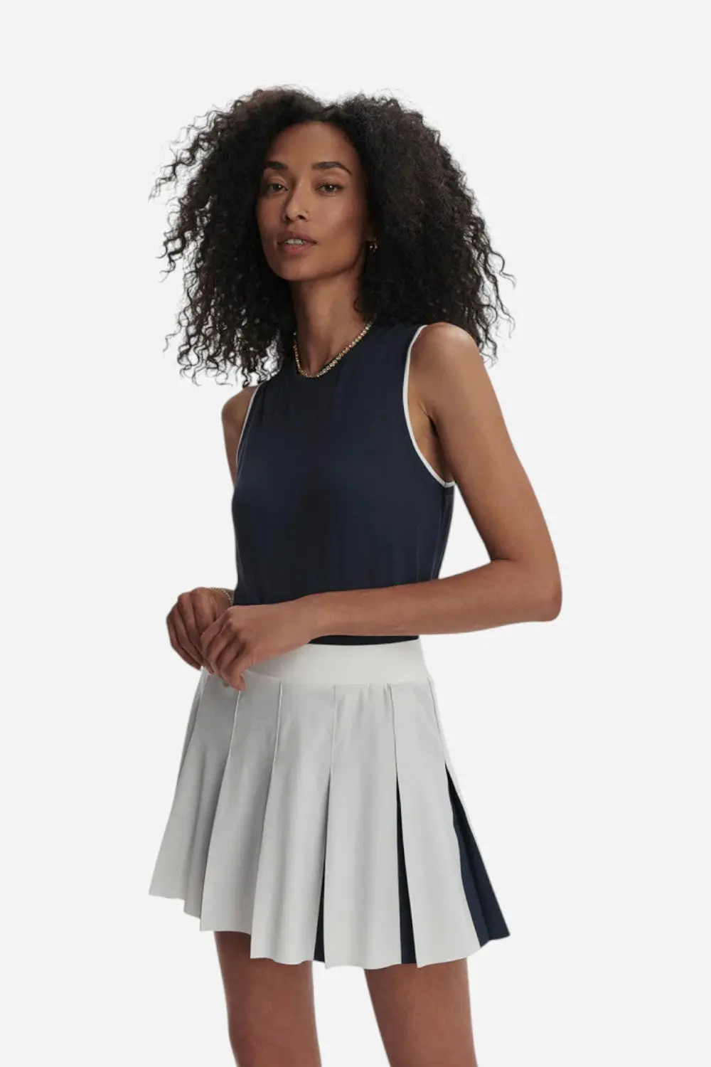 Varley Bronte 2-In-1 Skirt 15.5" In White/Blue Nights 1