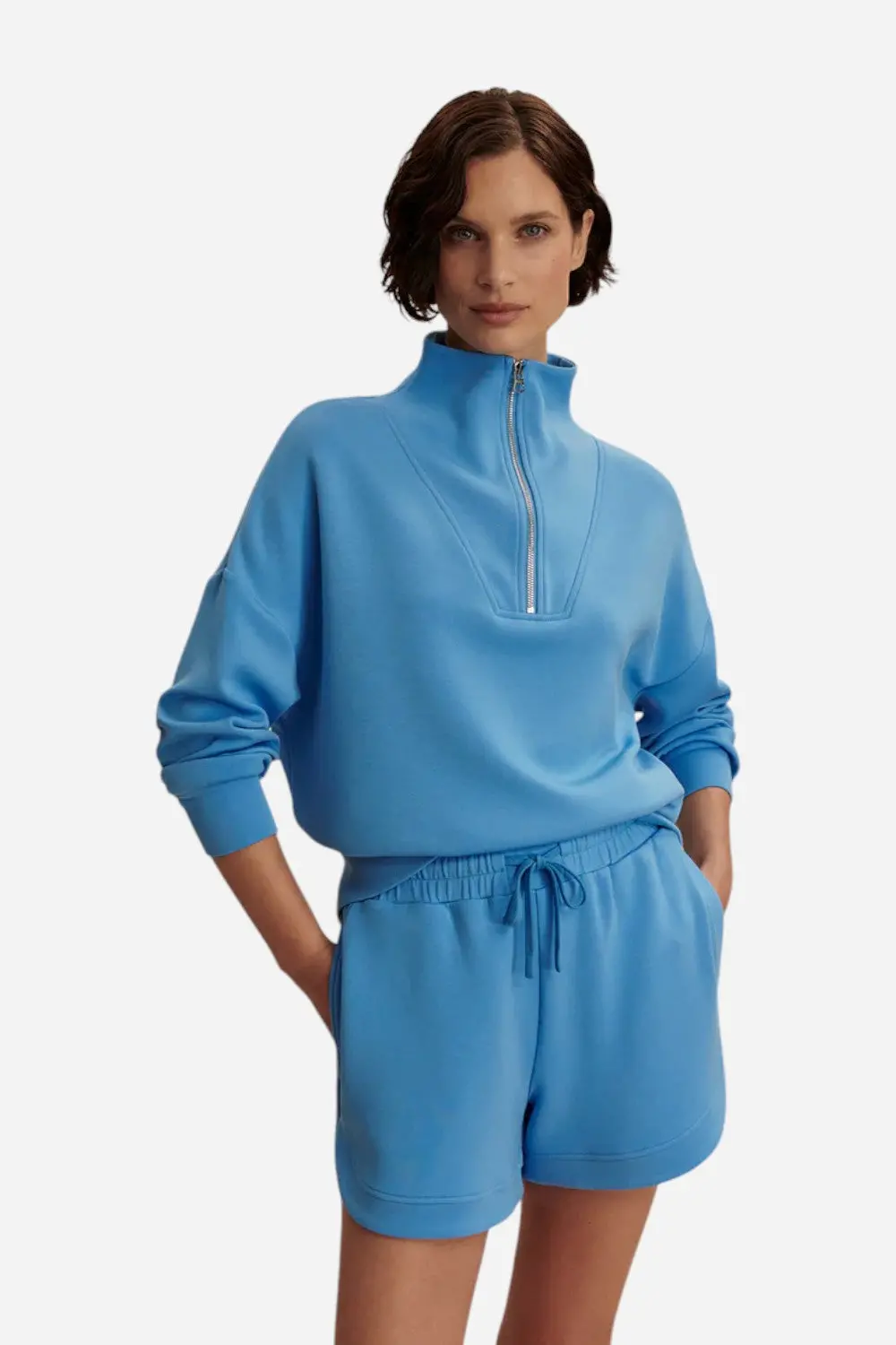 Varley Hawley Half Zip Sweat In Azure Blue 1