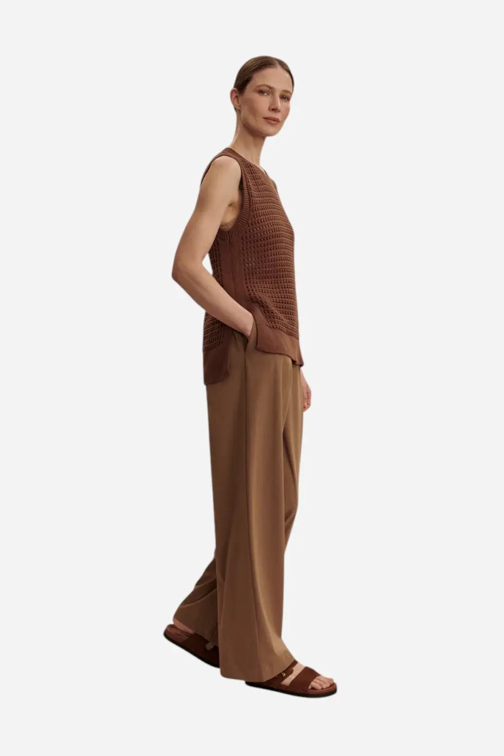 Varley Kayson Wide Leg Pant 29.5" In Taupe Stone 2