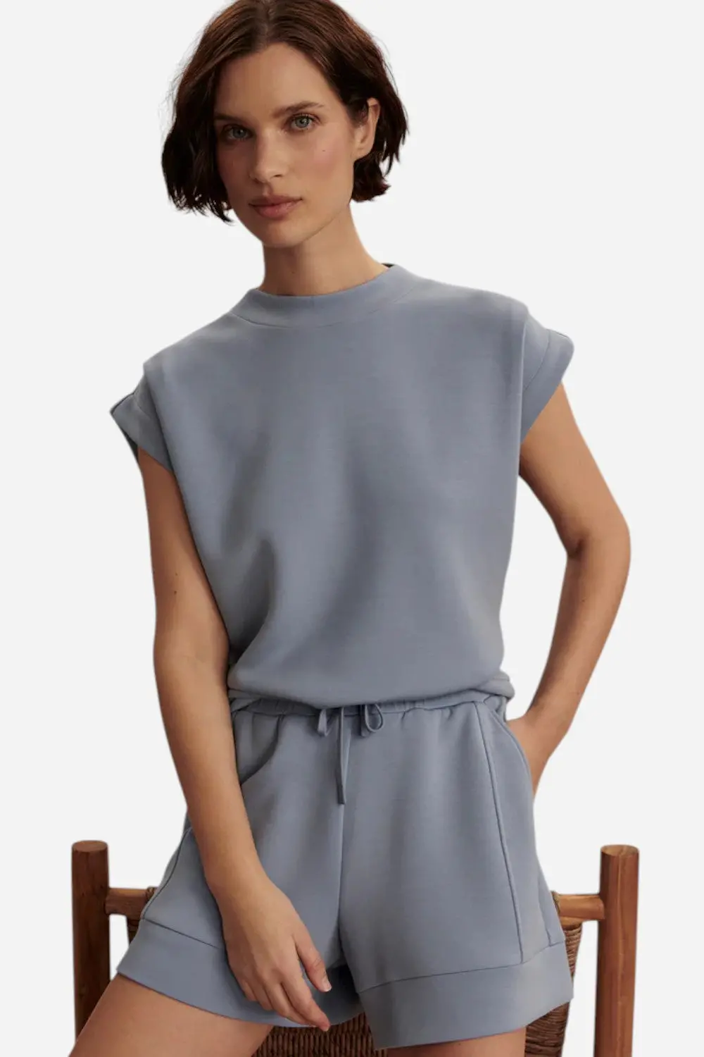 Varley Otis Sleeveless Sweat In Rain Blue 1