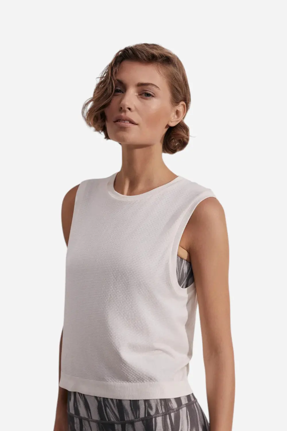 Varley Page Seamless Crop Tank In Snow White 1