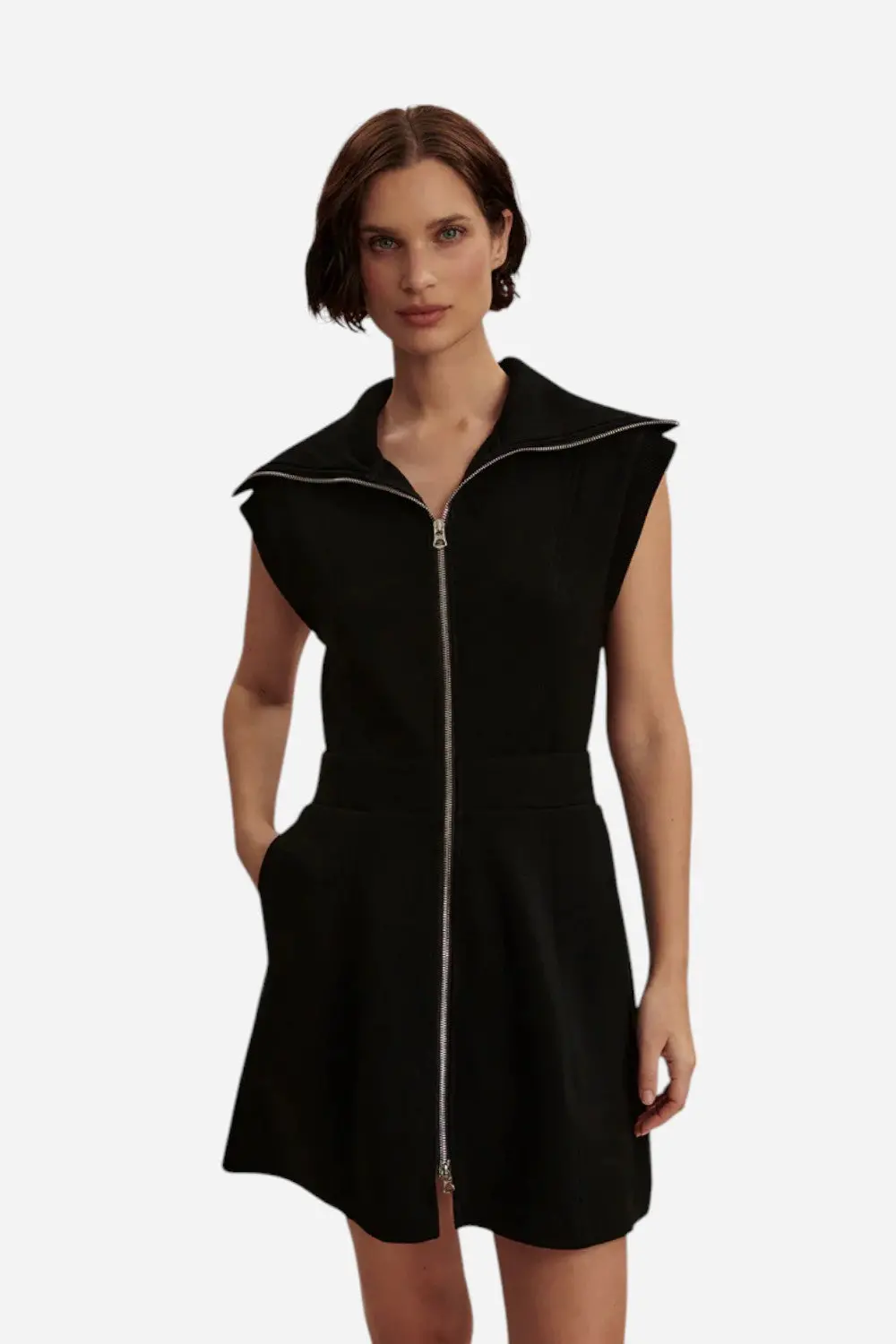 Varley Rebecca Zip-Through Dress In Black 1