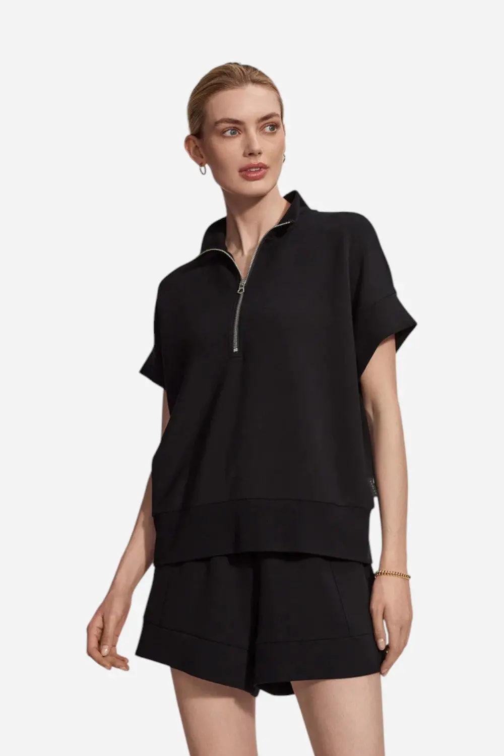 Varley Ritchie Short Sleeve Sweat In Black 1