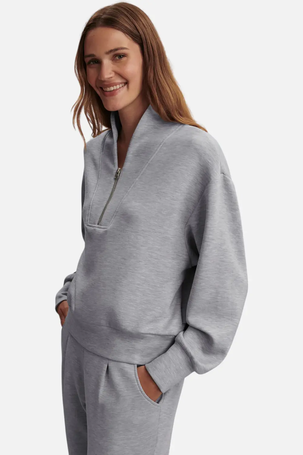 Varley Davidson Sweat In Mid Blue Marl 1