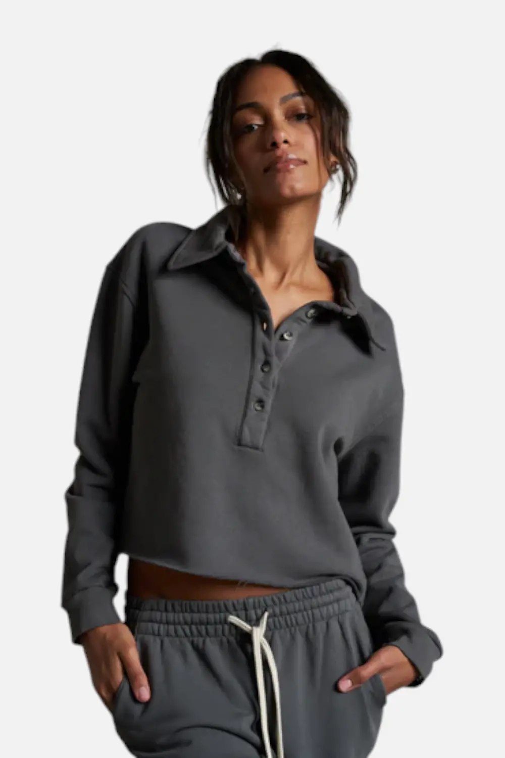 Perfect White Tee Women's Vinny 3/4 Sweatshirt In True Black 1