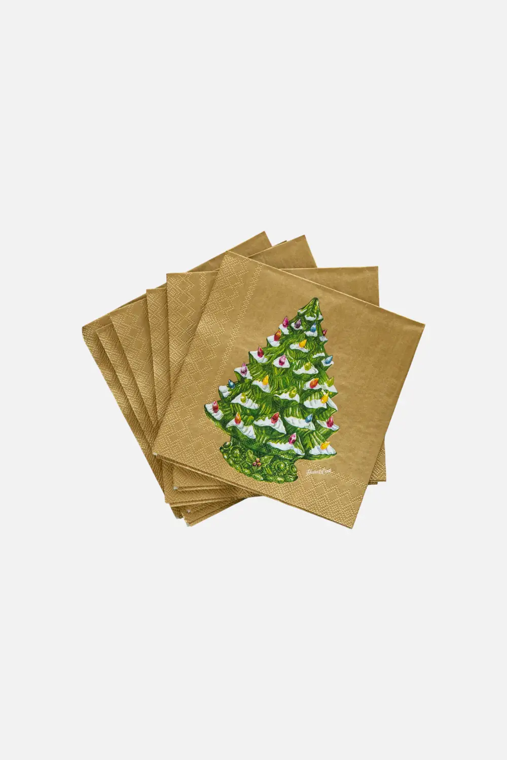 Vintage Christmas Tree Cocktail Napkins Set Of 12 1