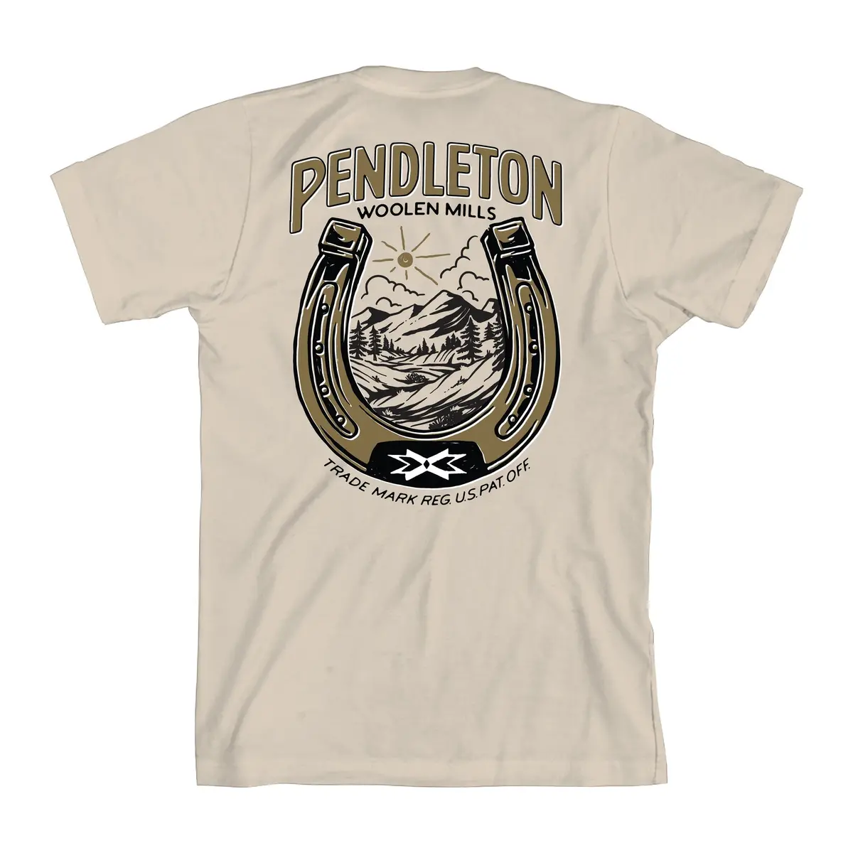 Pendleton Woolen Mills Vintage Horseshoe Graphic Tee In Soft Cream Gold 1