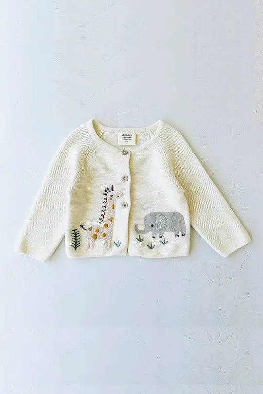 Viverano Animal Safari Embroidered Baby Cardigan Sweater 1