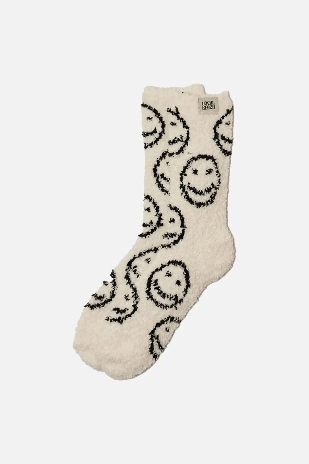 Local Beach Smiley Cozy Socks In Black & Cream 1