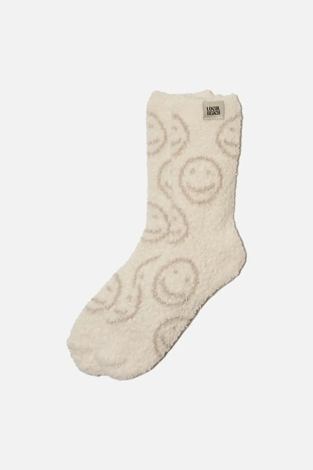 Local Beach Smiley Cozy Socks In Sand & Cream 1