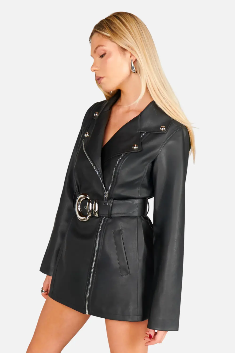 Show Me Your Mumu Stapleton Mini Dress In Caviar Faux Leather 1