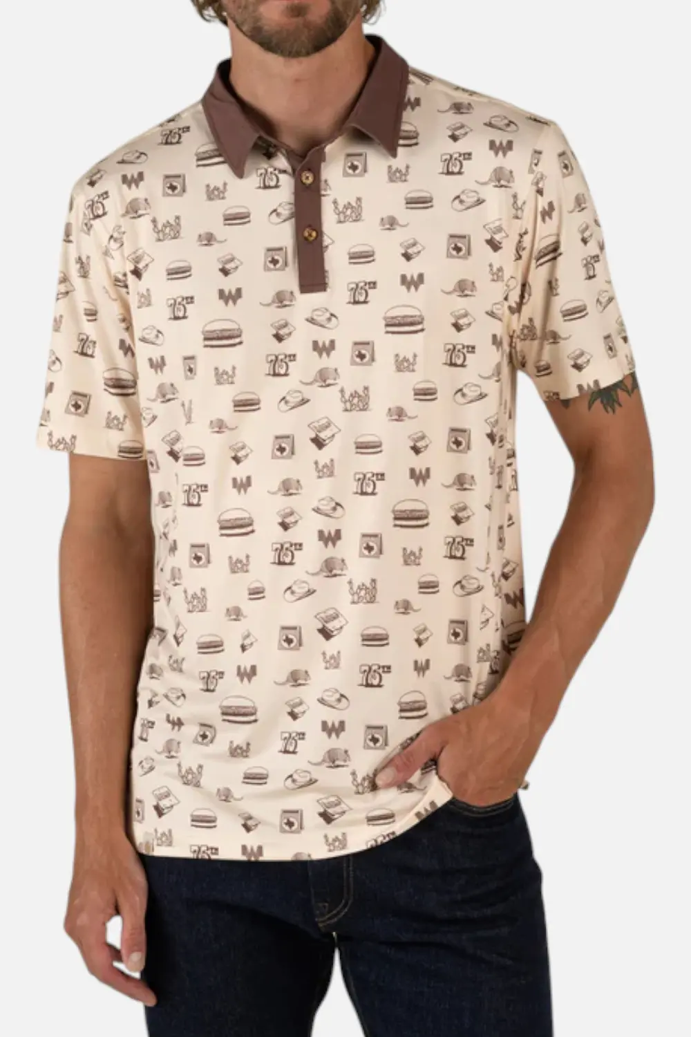 Whataburger X Sendero High Noon Performance Polo In Hamburguesa 1