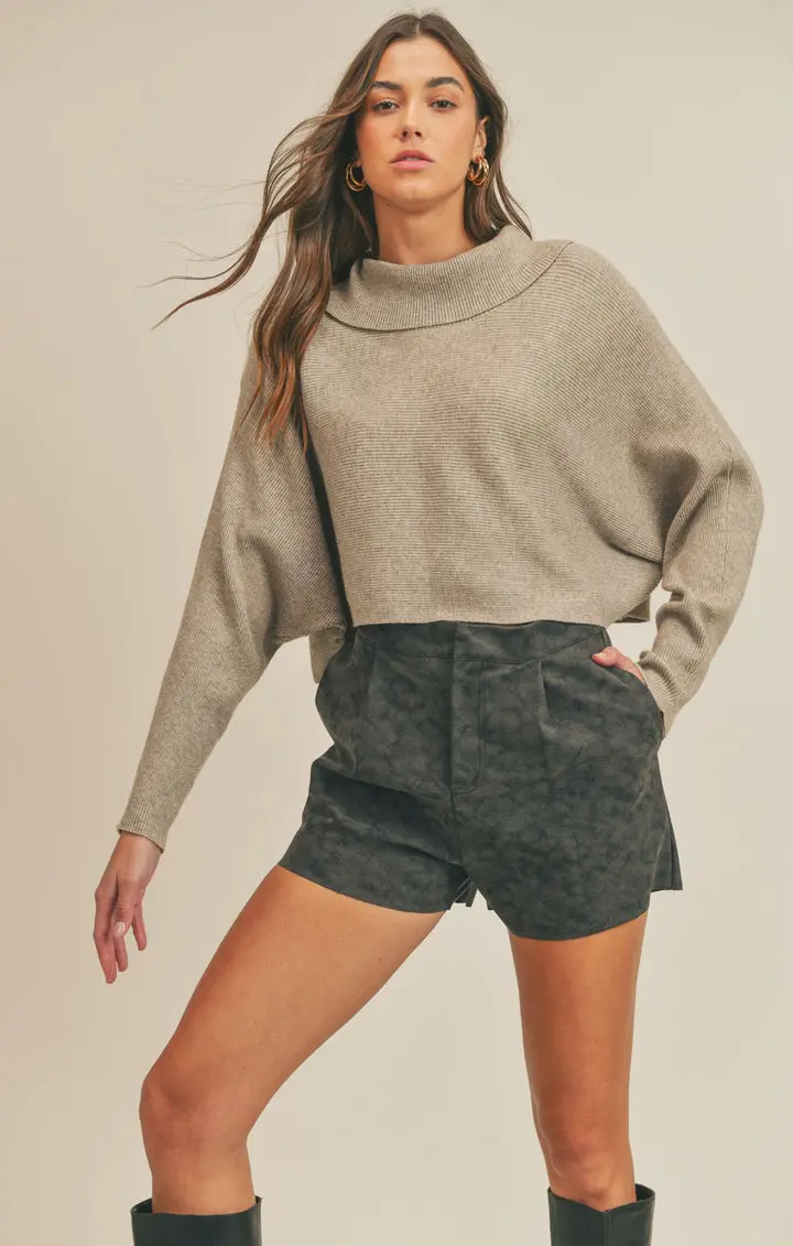 Sage The Label When Did I Turtleneck Ovsz Sweater In Taupe 1