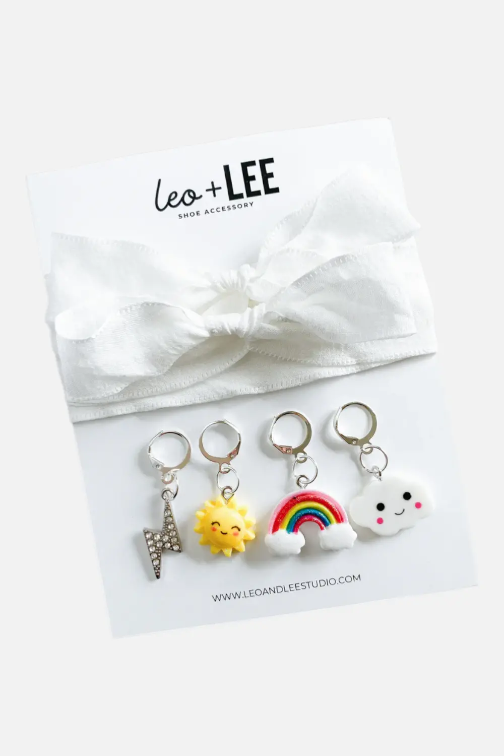 Leo & Lee Kid's White Sneaker Laces & Charm Set 1