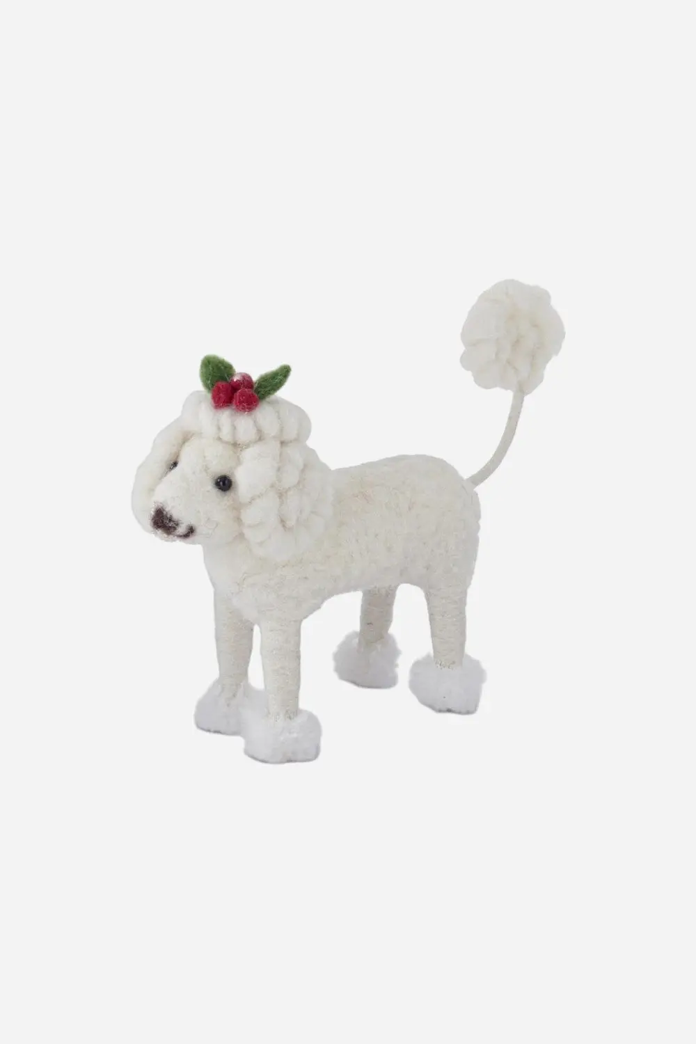 White Wool Dog - Holly Berries 1