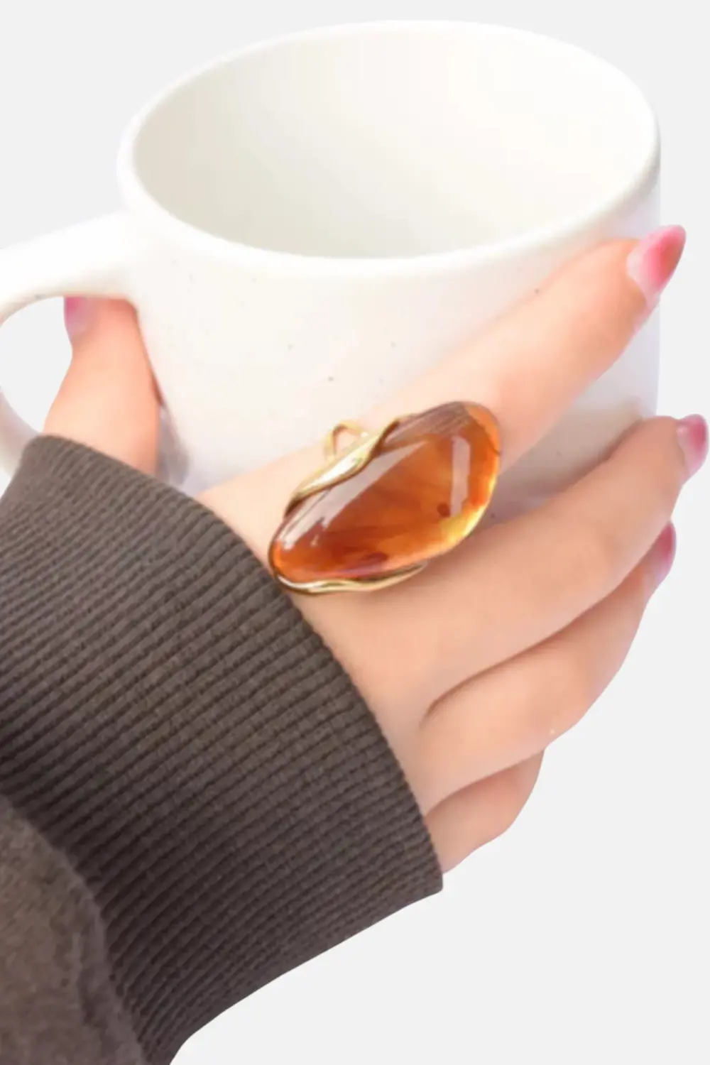 Farrah B Whole Mood Ring In Rich Amber 1