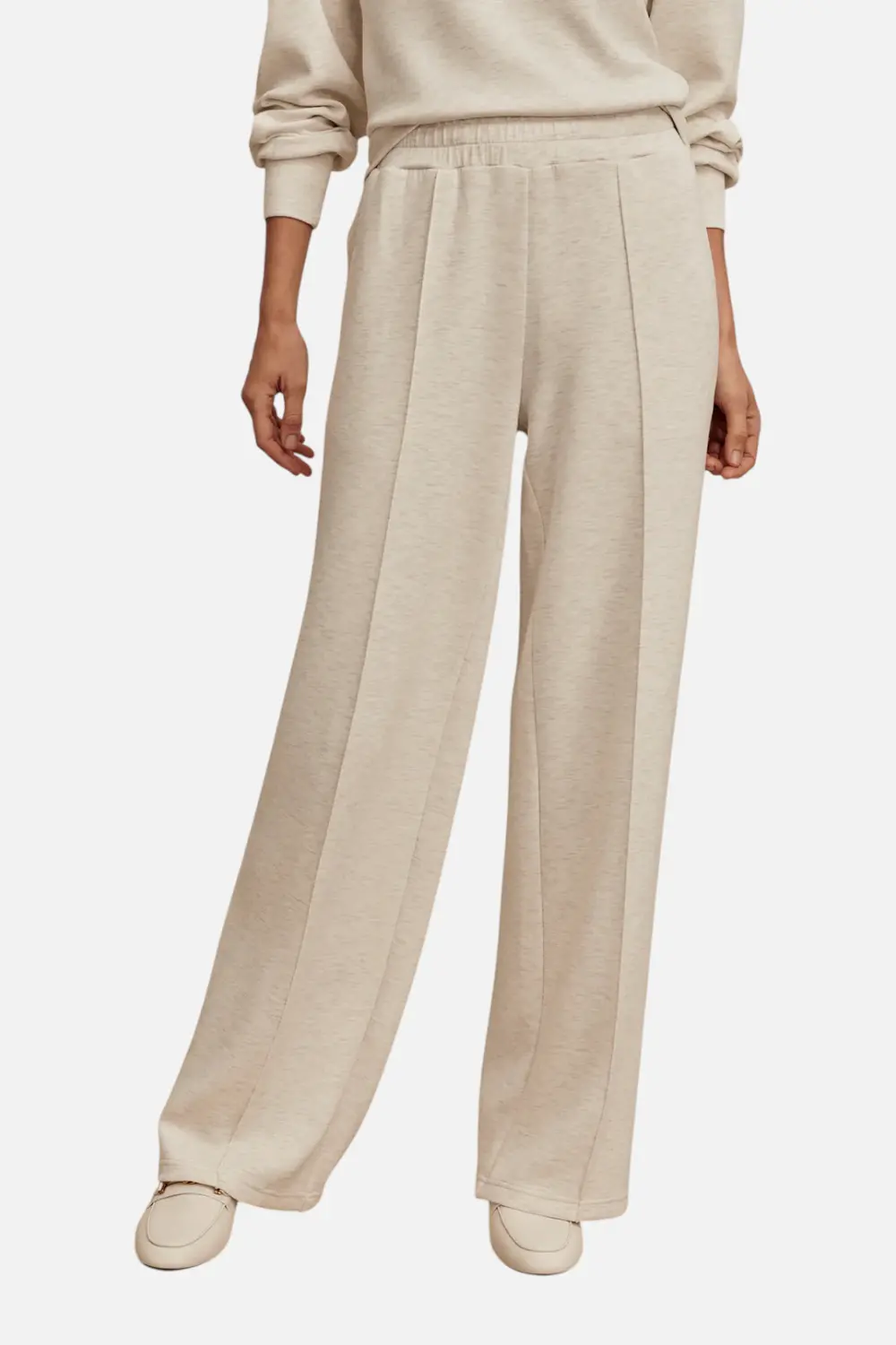 Varley Wide Leg Pant 30" In Ivory Marl 1