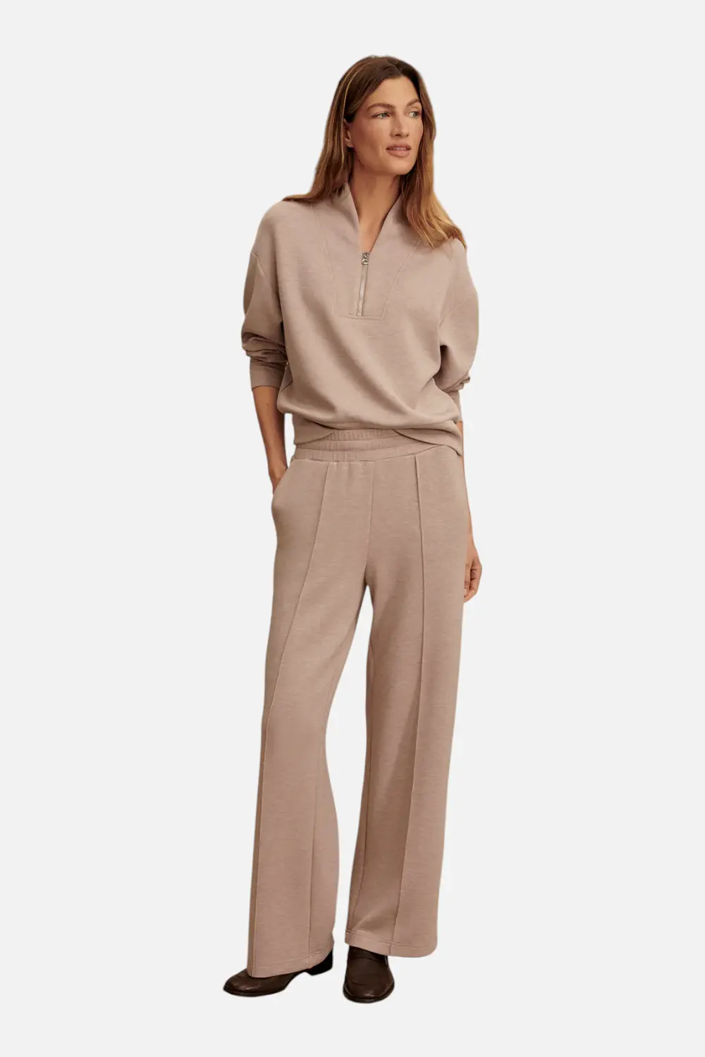 Varley Women's Wide Leg Pant 30" In Taupe Marl 1