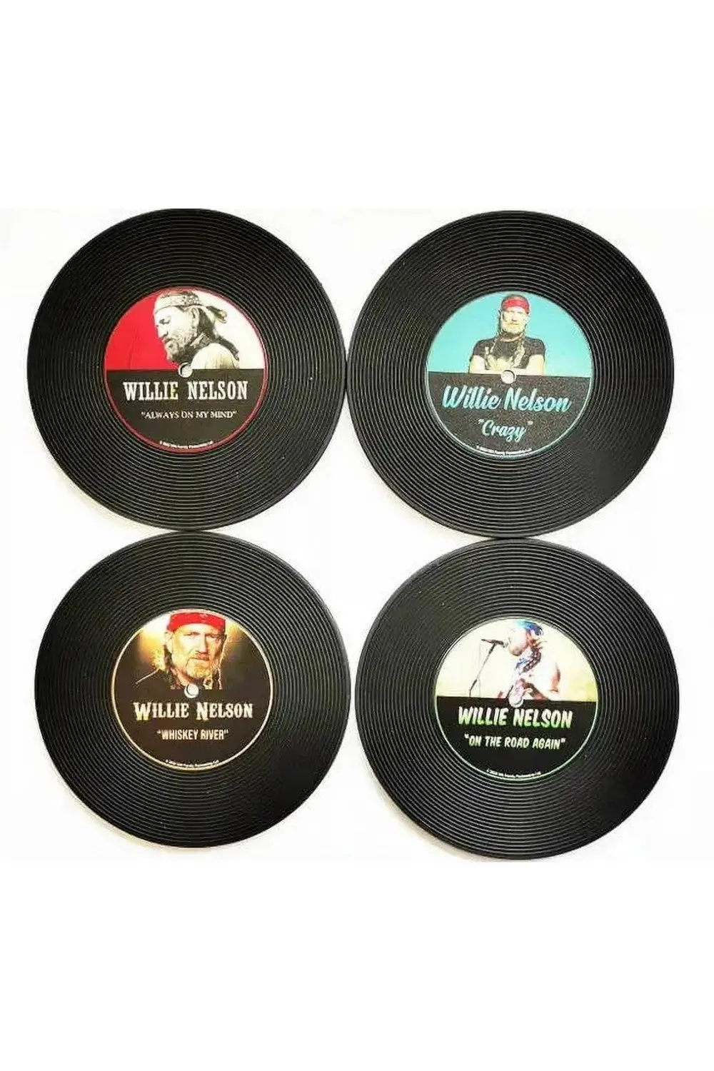 Mid South Products Willie Nelson Vinyl Circular Coaster, Set Of 4 1
