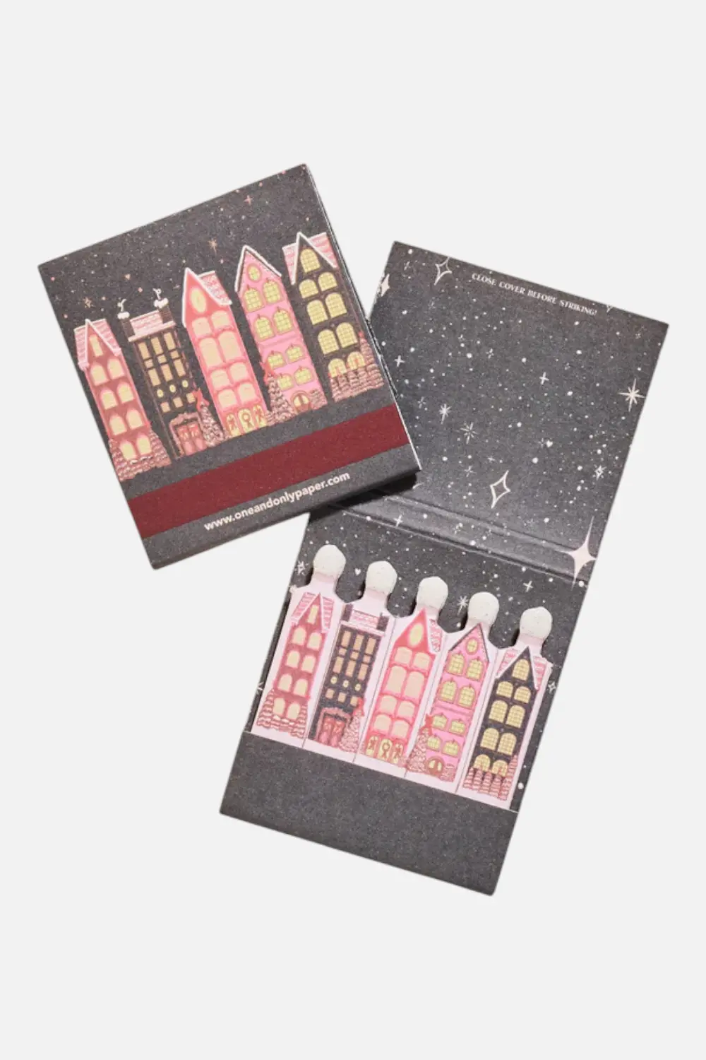 One & Only Paper Wintry Village Printed 10 Stem Matchbook 1