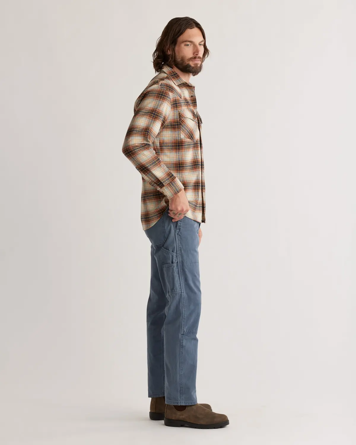 Pendleton Woolen Mills Wyatt Shirt In Ochre Navy Gold Paid 3