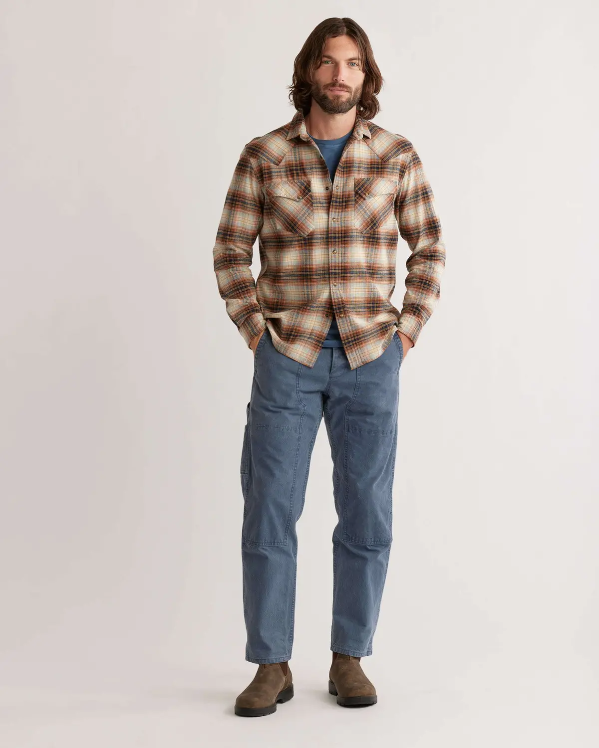 Pendleton Woolen Mills Wyatt Shirt In Ochre Navy Gold Paid 4
