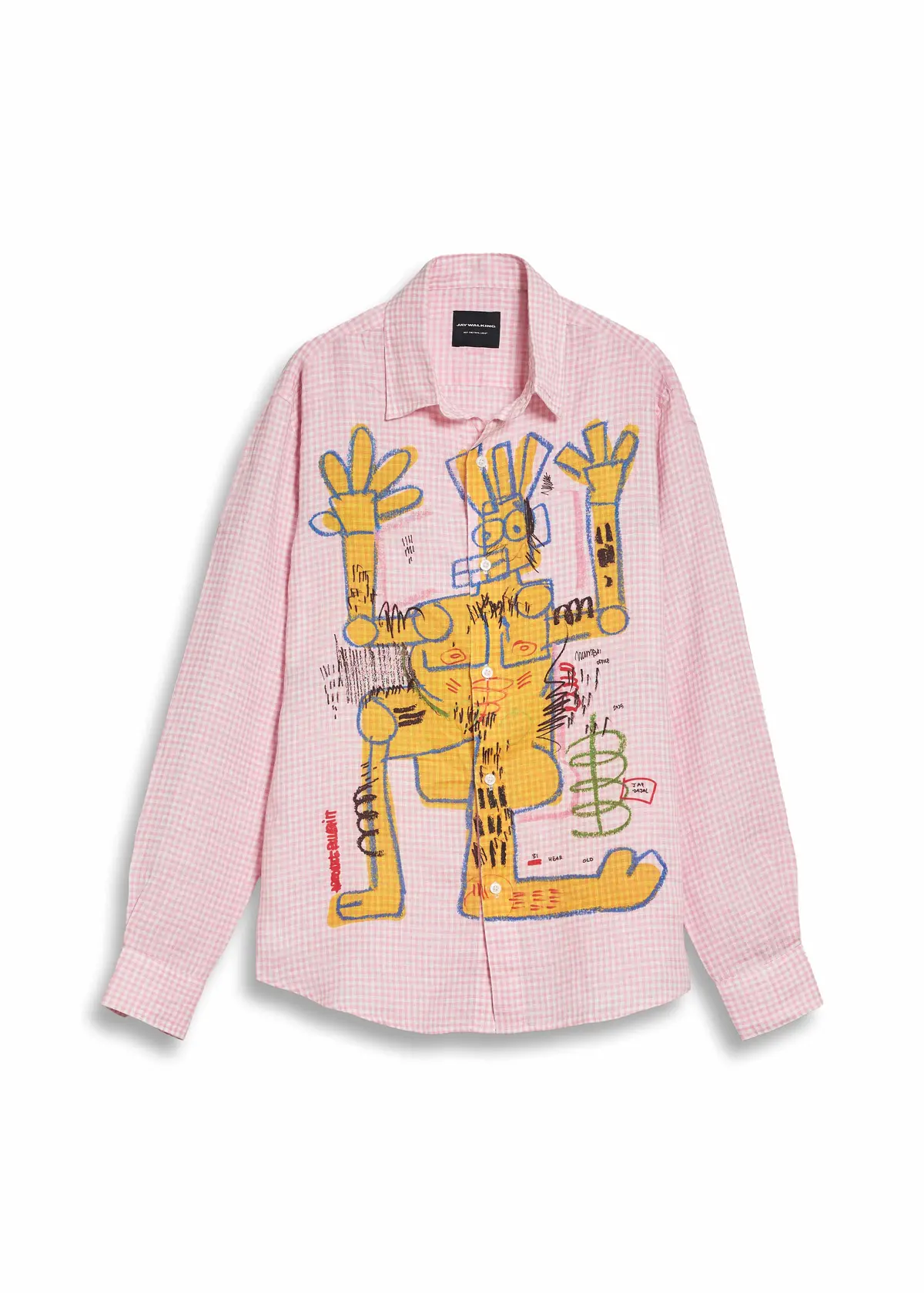 Yellow Man Checkered Linen Shirt In Pink [Unisex] 1