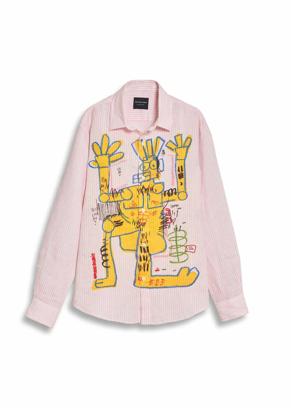 Yellow Man Striped Linen Shirt In Pink [Unisex] 1
