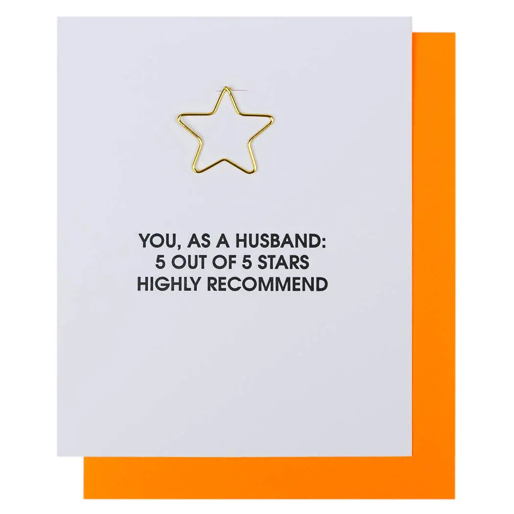You As A Husband 5 Stars Paper Clip Letterpress Card 1