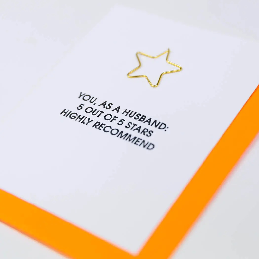 You As A Husband 5 Stars Paper Clip Letterpress Card 2