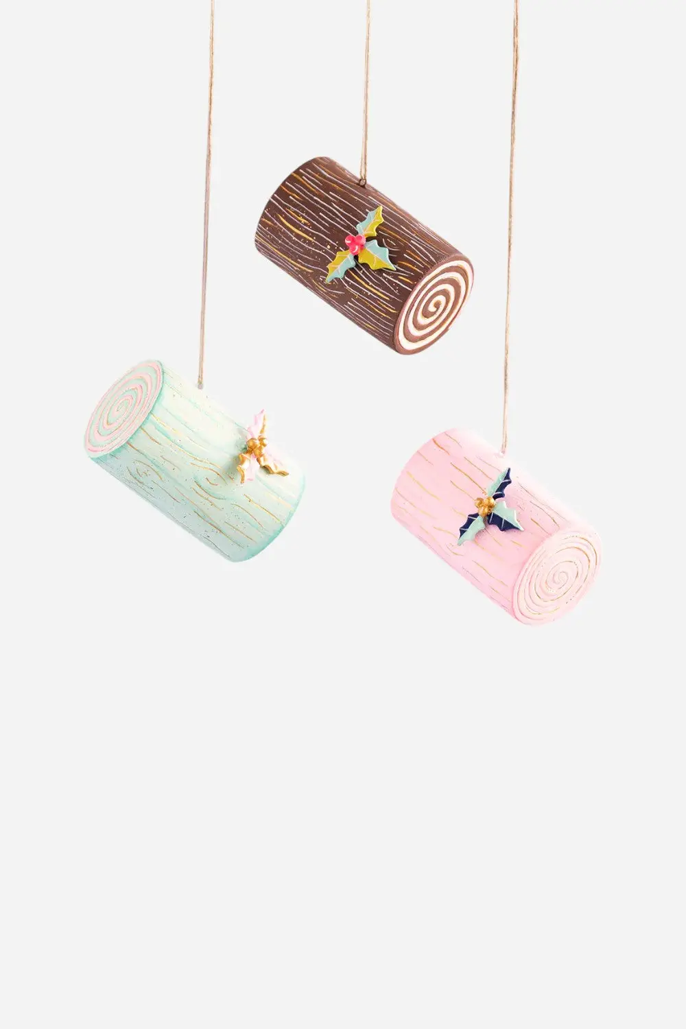 Yule Log Ornament In White 1