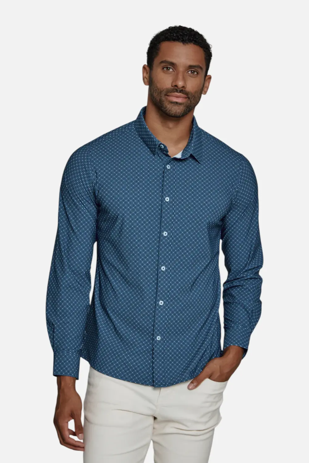 7 Diamonds Zaire Long Sleeve Shirt In Navy 1