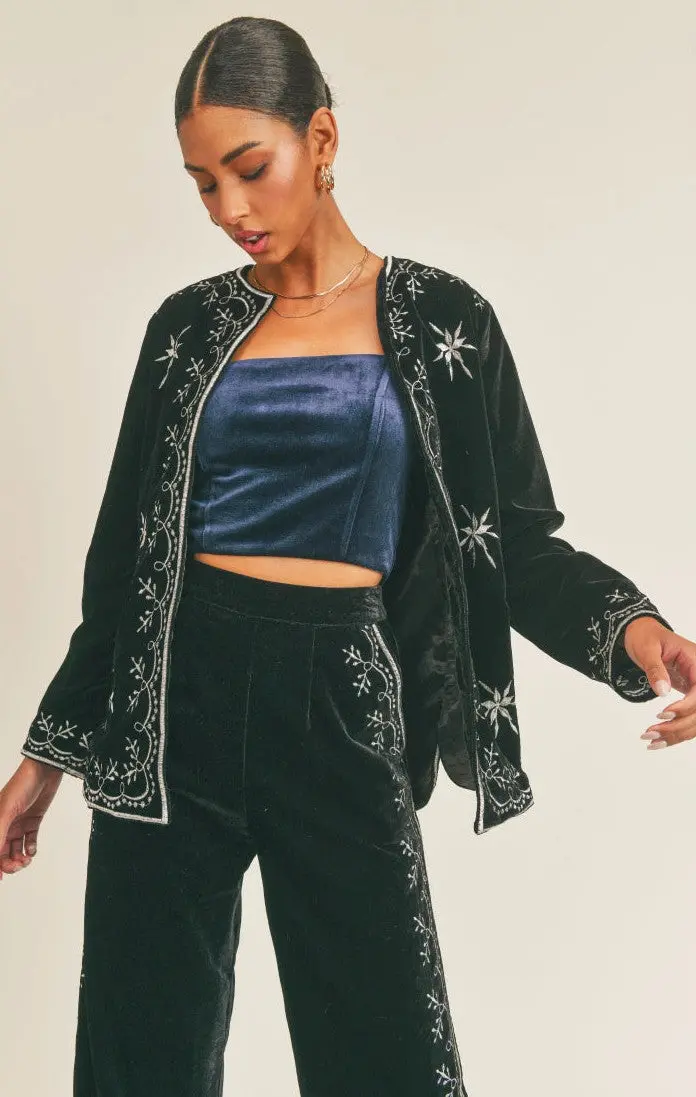Sage The Label Zella Embroidered Jacket In Black 1