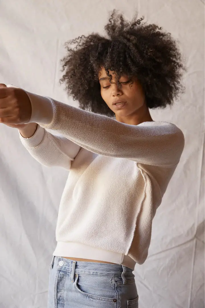 Ziggy Reverse Fleece Shrunken Sweatshirt In Sugar 1