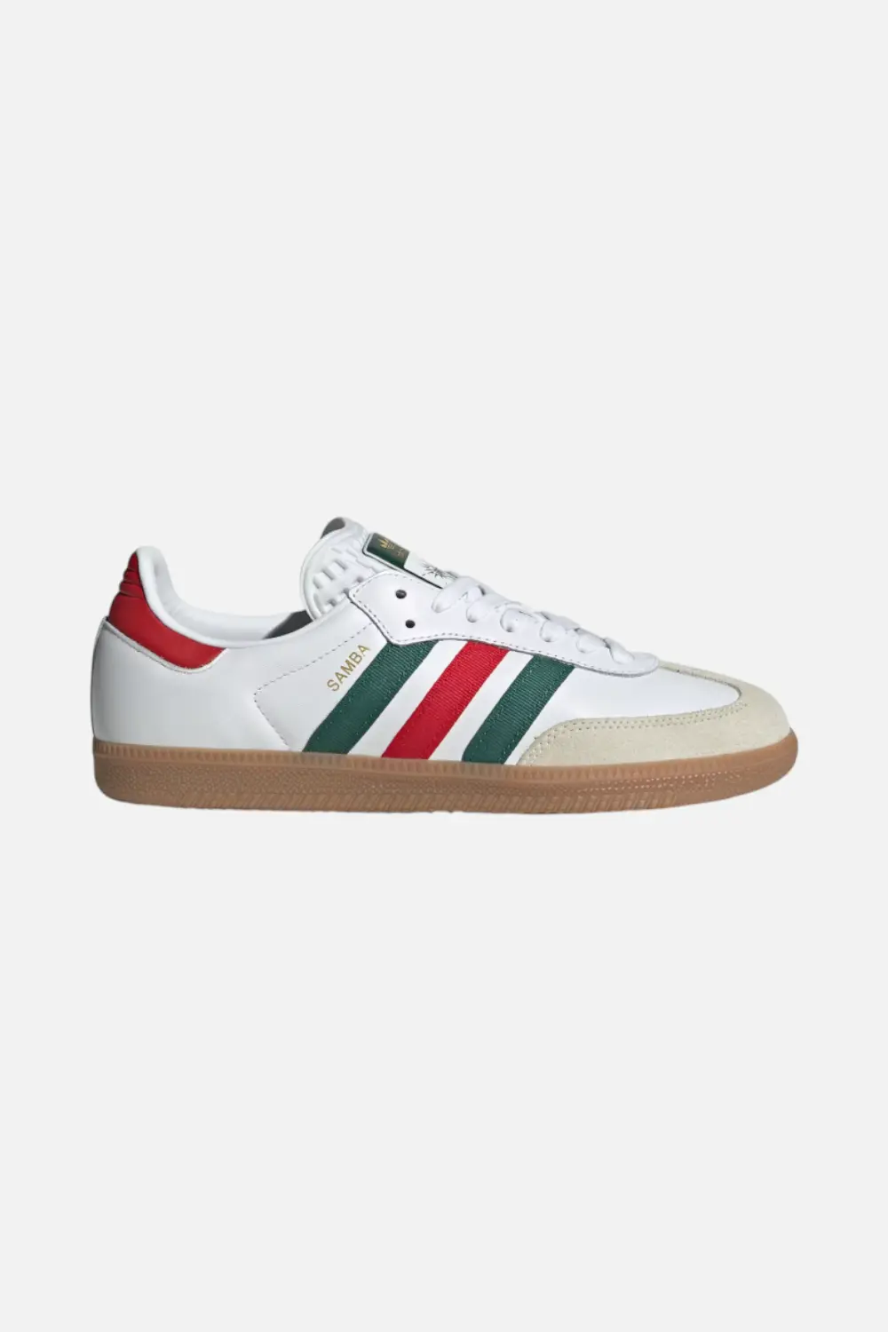 Adidas Samba Og Shoes In Cloud White, Better Scarlet, And Team Dark Green 1