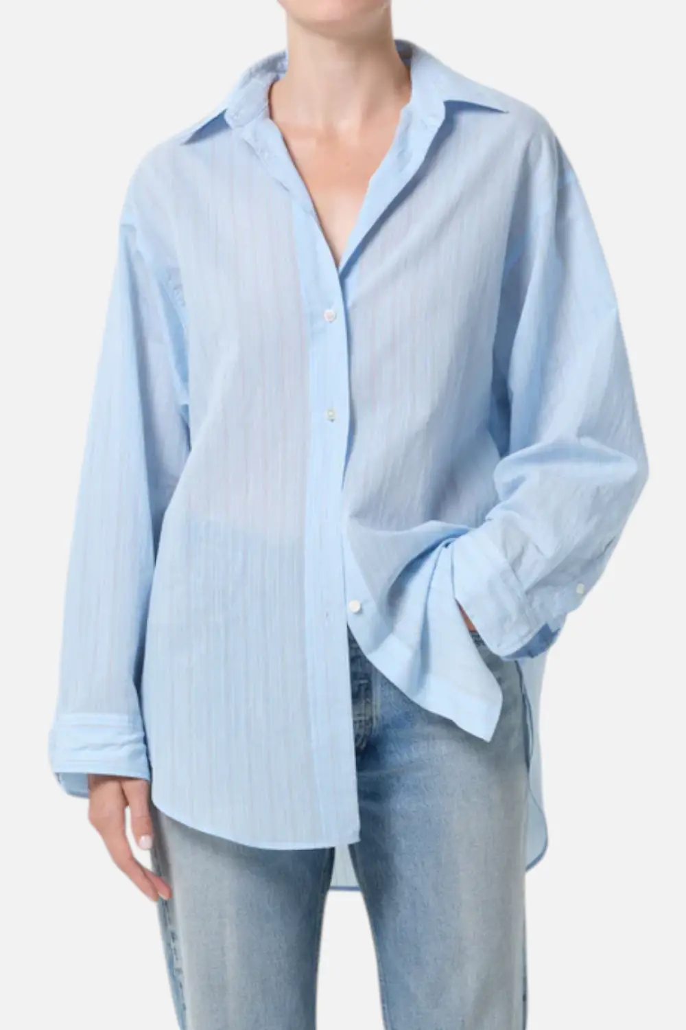 Agolde Sona Shirt In Fontana Stripe And Powder Blue 1