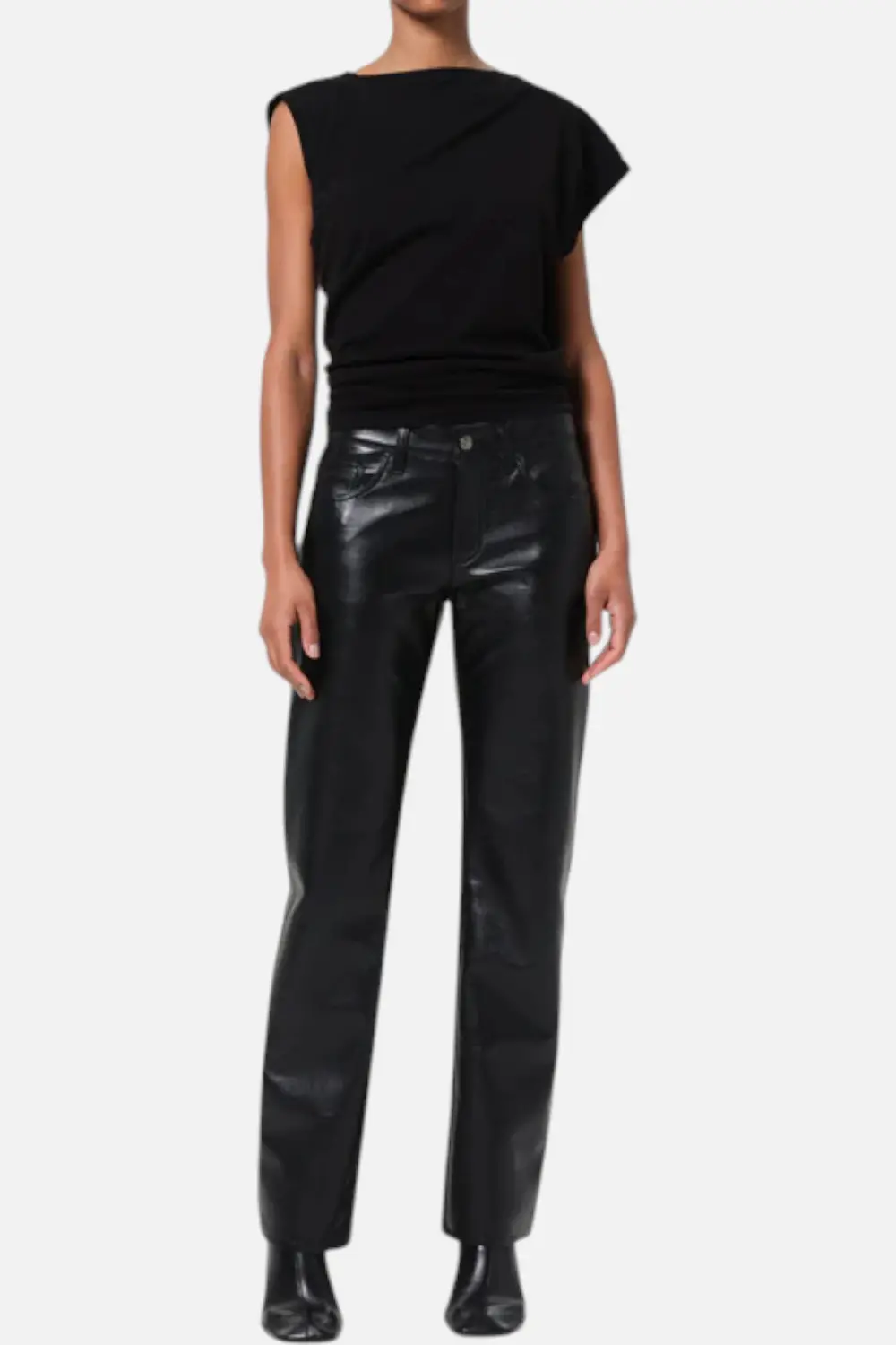 Agolde Low Rise Slim Recycled Leather Pant In Detox 1