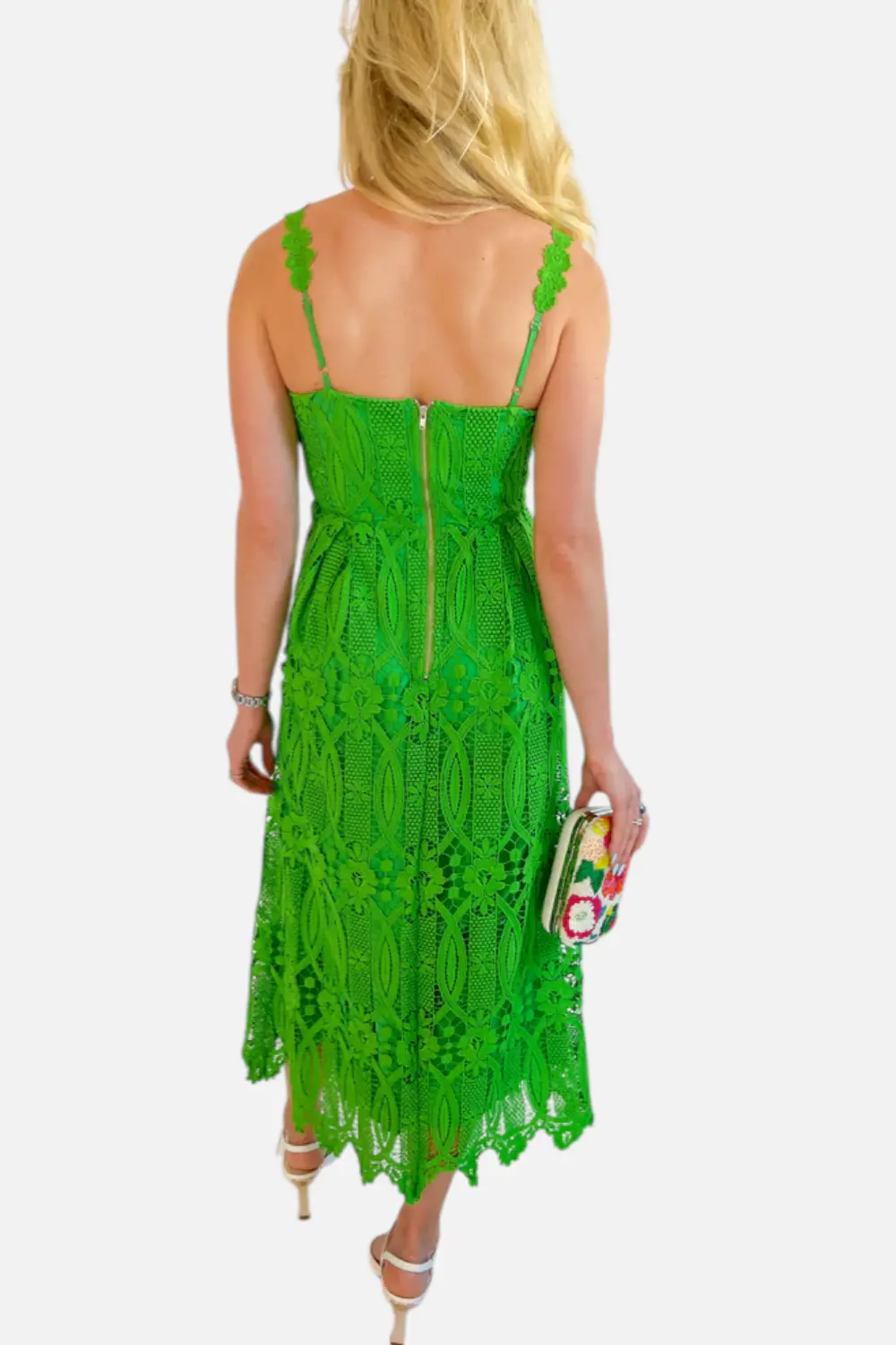 Adelyn Rae Alice Strap Lace Midi Dress In Matcha 2