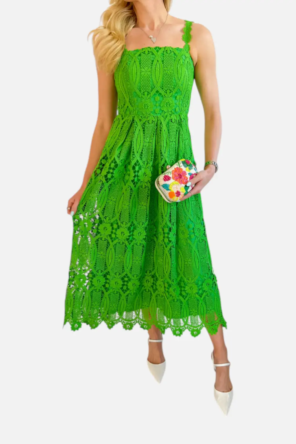 Adelyn Rae Alice Strap Lace Midi Dress In Matcha 1