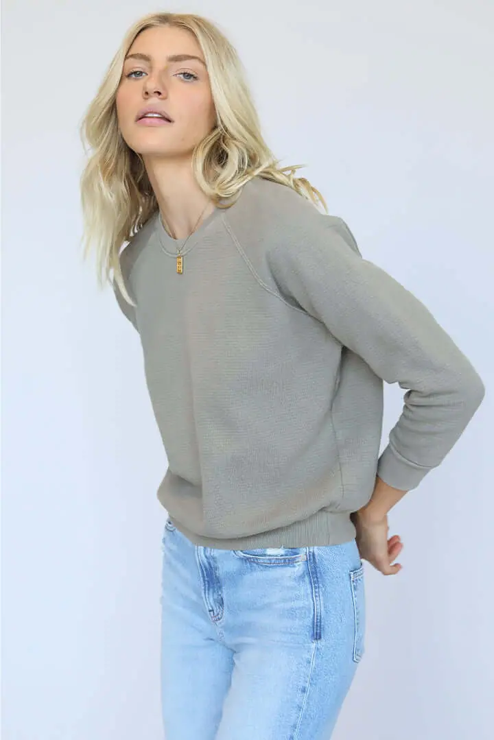 Perfect White Tee Allman Quilted Crewneck Sweatshirt In Shark Grey 1
