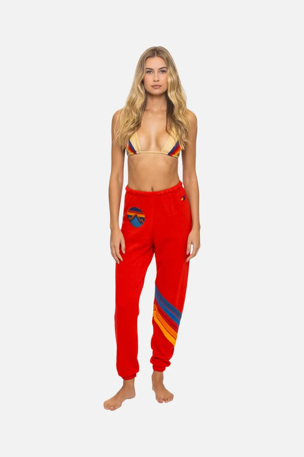 Aviator Nation Women's All Seasons Circle Chevron Sweatpant In Red 1